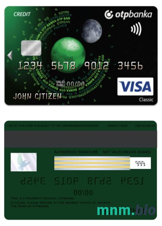 Croatia OTP banka visa klasyczny credit karta przykład w formacie PSD
